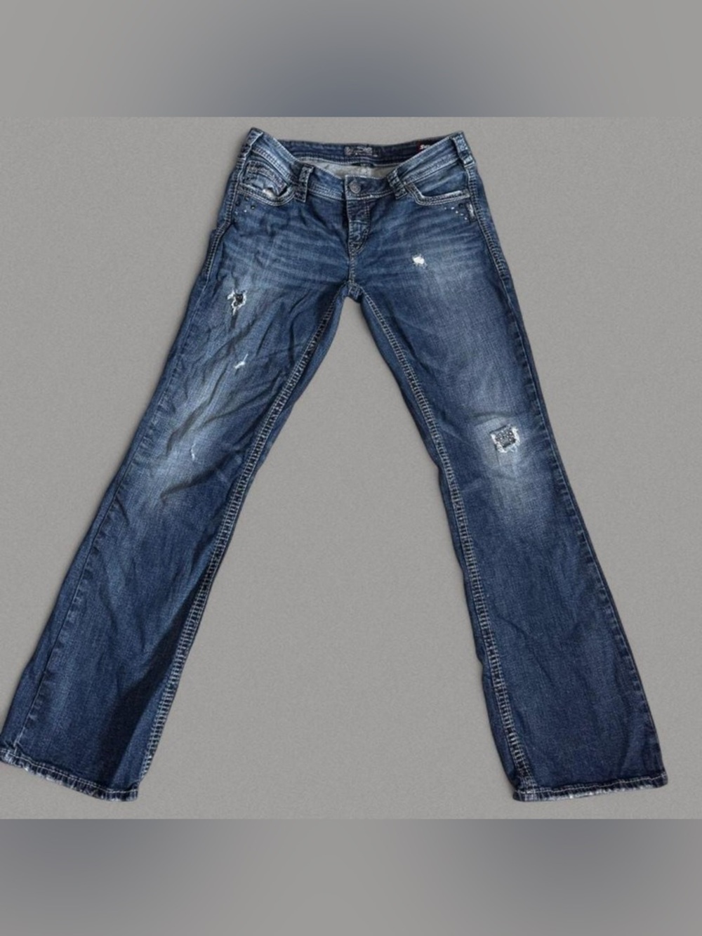 Silver blue Jeans W/ Studd Distressing Details - Picture 2 of 8